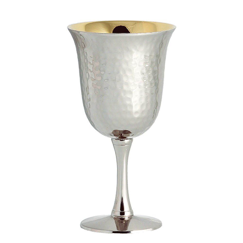 Stainless Steel Kiddush Cup, Magnificent Hammered